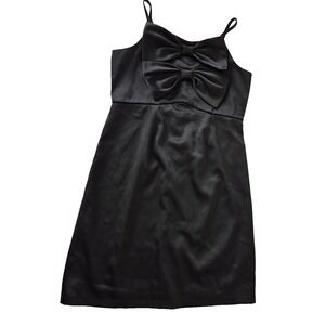 Zunie Dress Girls 16 Black Satin‎ Bow Front Spaghetti Strap Party Mini